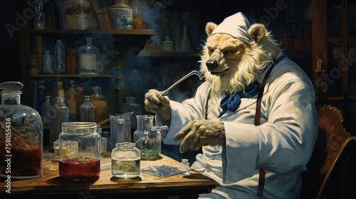 Bear researcher stirring cream