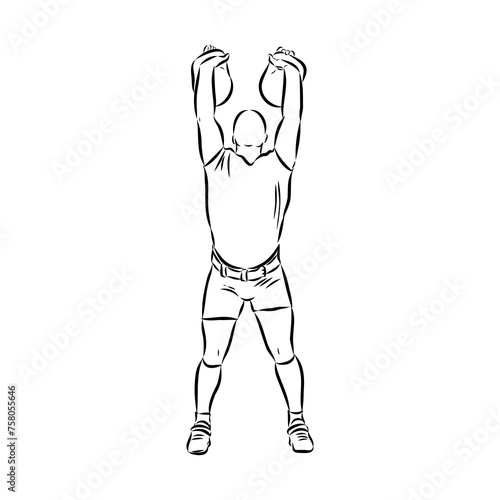 Kettlebell vector sketch icon isolated on background. Hand drawn Kettlebell icon.