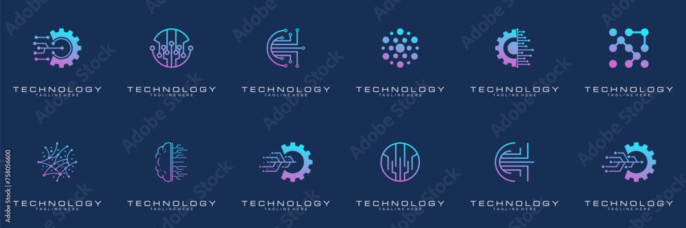 collection technology dot logo design. symbol tech, internet, system, Artificial Intelligence and computer. inspiration logo design modern collection technology dot logo design. symbol tech, internet, system, Artificial Intelligence and computer. inspiration logo design modern