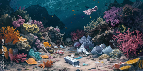 Garbage on the ocean floor