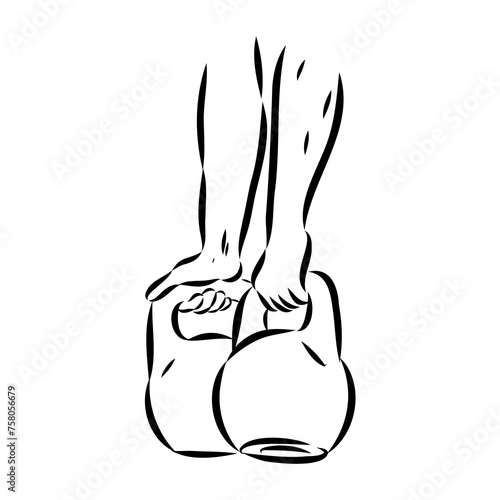 Kettlebell vector sketch icon isolated on background. Hand drawn Kettlebell icon.