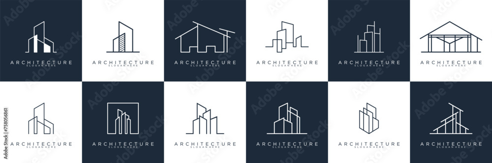 abstract building construction architecture, collection building logo design 