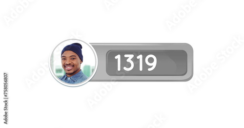 Image of a profile picture inside a grey message bubble with increasing number count