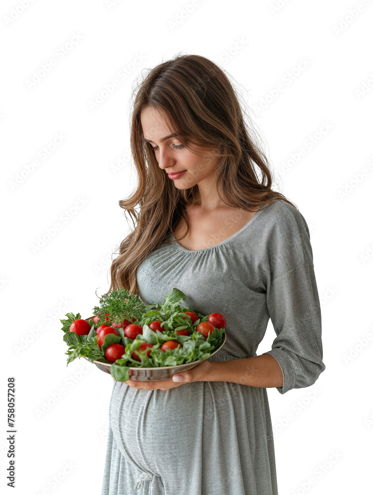 Expectant Mother Holding Salad Bowl, Healthy Pregnancy Lifestyle Concept Expectant Mother Holding Salad Bowl, Healthy Pregnancy Lifestyle Concept
