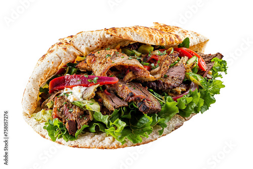 Delicious Grilled Beef Doner with Fresh Vegetables and Sauce