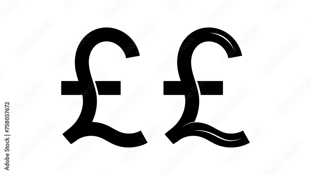 British pound sign, black isolated silhouette British pound sign, black isolated silhouette