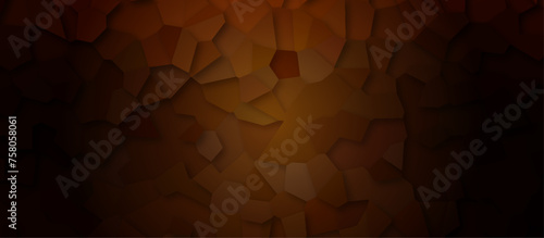 brown stains broken glass tile dark background textrue. geometric pattern with 3d shapes vector Illustration. brown broken wall paper in decoration. low poly crystal mosaic background.