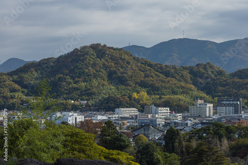 日本　滋賀県彦根市にある彦根城から見える彦根の街並み