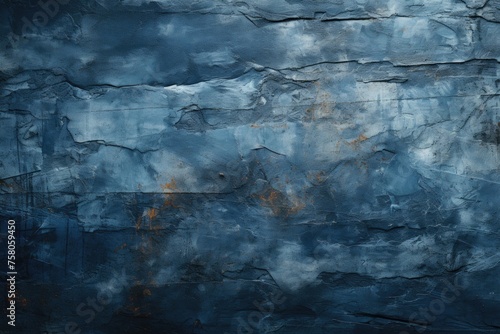 Wall texture of navy blue of decorative relief abstract grunge. wide angled, generative IA