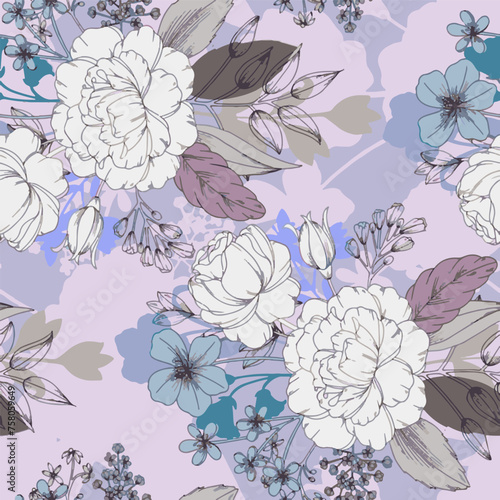 Pattern flower floral spring blossom illustration vector fabric textile design leaf leaves