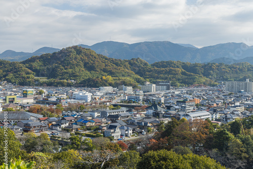 日本　滋賀県彦根市にある彦根城から見える彦根の街並み © pespiero