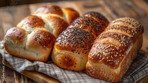 Artisan breads close up to highlight the bake and texture