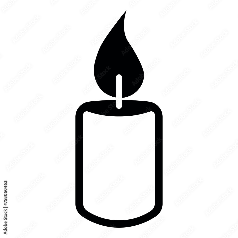 black vector candle icon on white background black vector candle icon on white background
