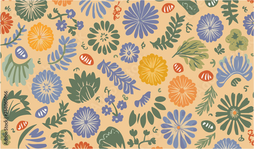 vector hand painted abstract floral pattern