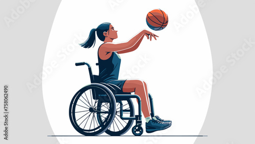 disabled woman playing basketball photo