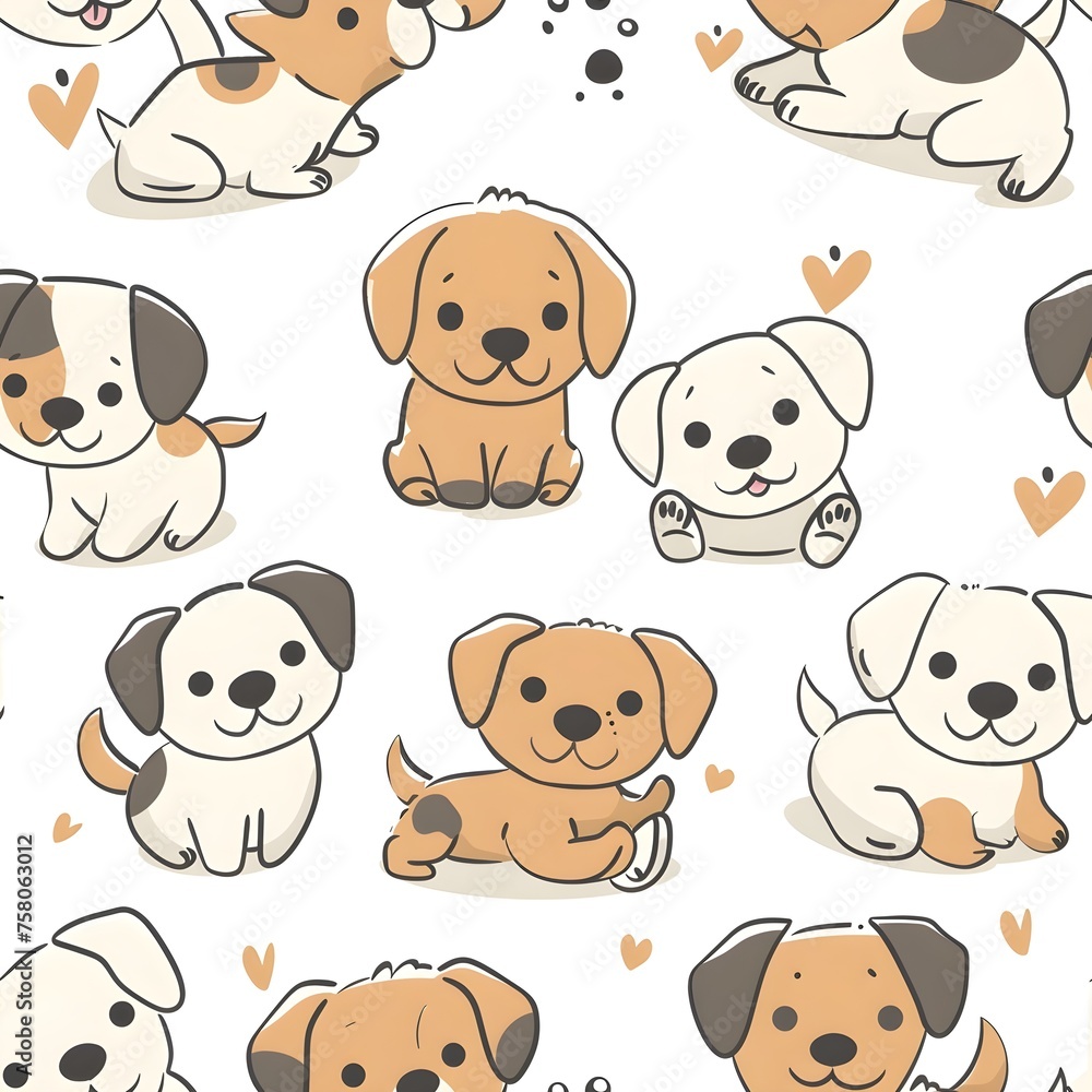 Obraz premium Seamless pattern with dogs