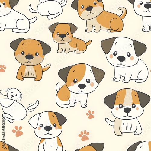 Seamless pattern with dogs