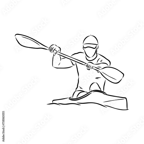 Doodle style canoe and paddles sketch in vector format.