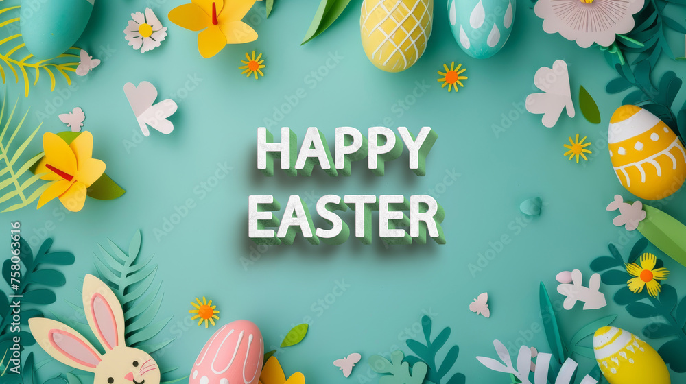 Flat background for easter holiday with copy space
