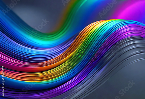 Abstract background from a rainbow flow of liquid metal on a gray background  wallpaper for design  refraction of colors and highlights  fantasy mysticism 