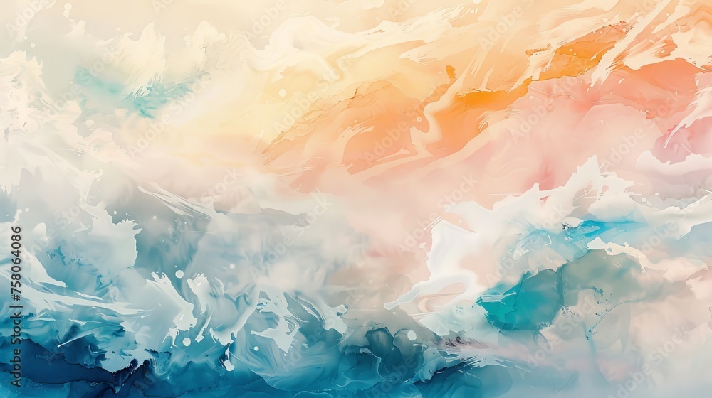 Soothing abstract watercolor blending soft hues ethereal feel ideal for relaxation spaces