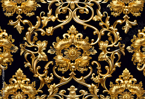 luxury gold lace design, gold chains seamless pattern, Abstract seamless vintage wealth pattern,