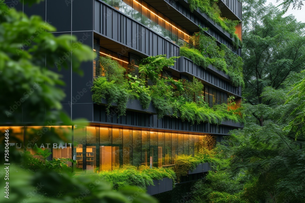 Office park with modular green facades Office park with modular green facades