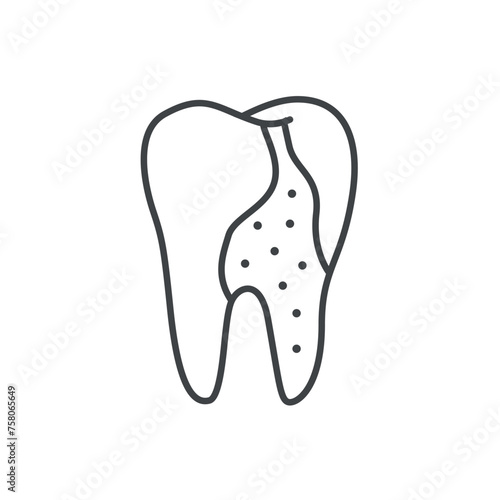 Denatal caries icon outline and Infected tooth root icon.