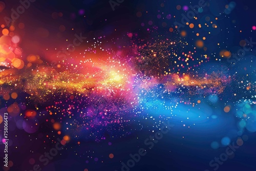 Vibrant, abstract pixel explosion on a darkened background