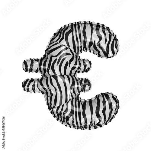 3D zebra animal pattern helium balloon "euro" € symbol 