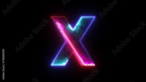 Glowing neon blue and purple alphabet 