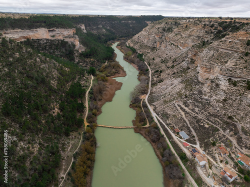 Cañon del rio Jucar desde el aire photo