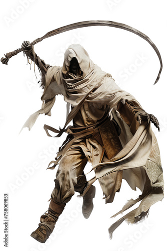 flying scytheman, isolated, transparent background photo