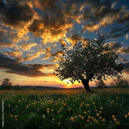 Wschód słońca za drzewem © MoonSer