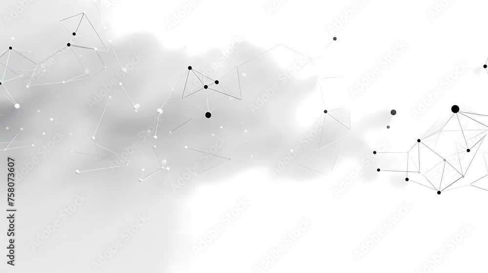 White background with grey digital lines and dots, low poly design depicting digital network connections in a minimalistic style White background with grey digital lines and dots, low poly design depicting digital network connections in a minimalistic style