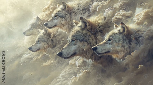 A conceptual piece with a pack of wolves as a tight-knit project team, leadership and collaboration
