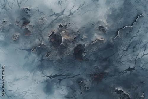 Aerial view of icy grounds. Drone shot aerial abstractions.