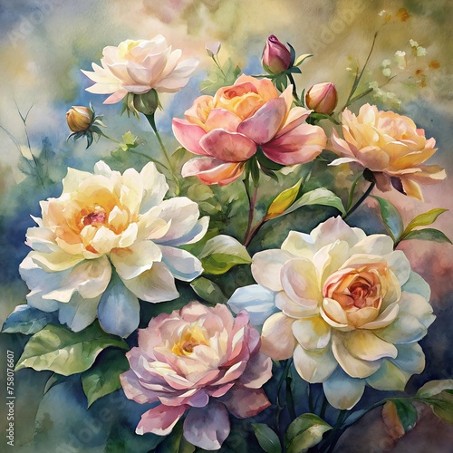 watercolor painting of flowers