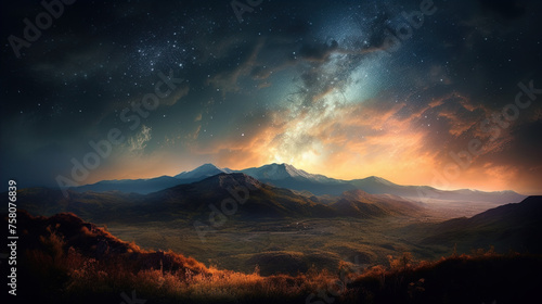 niesamowity widok na krajobraz i niebo pełne gwiazd © Makargina