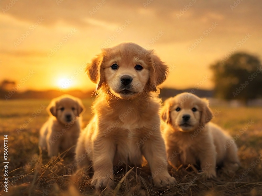 Golden Retriever Puppy Playtime: Adorable Moments in the Sunlight