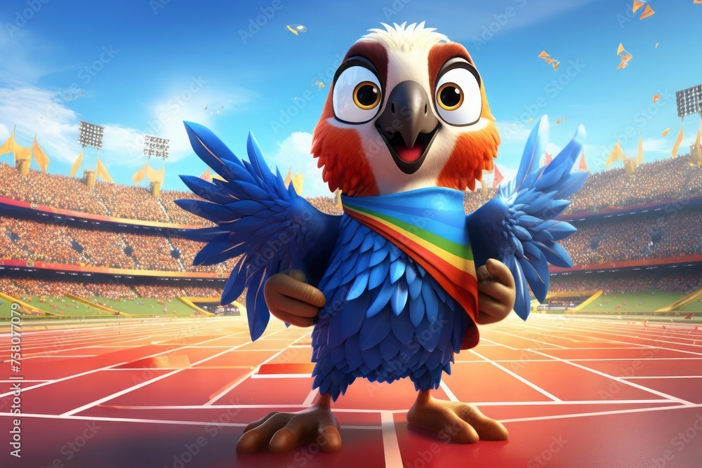 Fototapeta premium Unusual character bird from the Summer Olympics in France