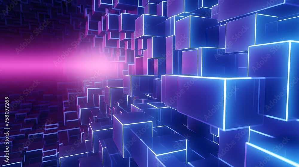 3d rendering of purple and blue abstract geometric background. Scene for advertising, technology, showcase, banner, game, sport, cosmetic, business, metaverse. Sci-Fi Illustration. Product display 3d rendering of purple and blue abstract geometric background. Scene for advertising, technology, showcase, banner, game, sport, cosmetic, business, metaverse. Sci-Fi Illustration. Product display
