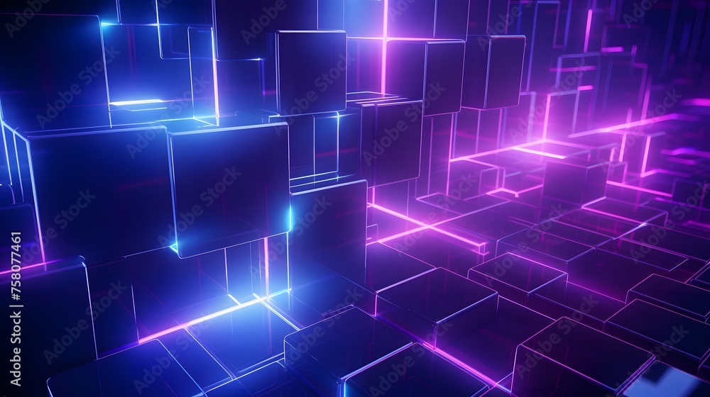 3d rendering of purple and blue abstract geometric background. Scene for advertising, technology, showcase, banner, game, sport, cosmetic, business, metaverse. Sci-Fi Illustration. Product display 3d rendering of purple and blue abstract geometric background. Scene for advertising, technology, showcase, banner, game, sport, cosmetic, business, metaverse. Sci-Fi Illustration. Product display