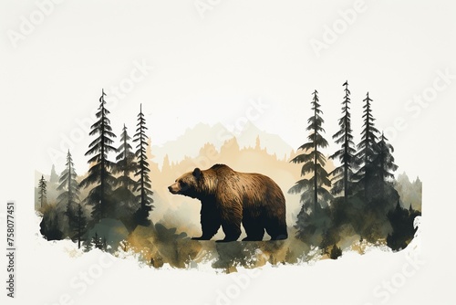 In the deep woods a modest grizzly bear lives