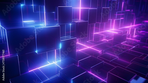 3d rendering of purple and blue abstract geometric background. Scene for advertising, technology, showcase, banner, game, sport, cosmetic, business, metaverse. Sci-Fi Illustration. Product display