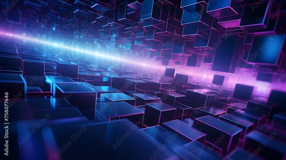 3d rendering of purple and blue abstract geometric background. Scene for advertising, technology, showcase, banner, game, sport, cosmetic, business, metaverse. Sci-Fi Illustration. Product display 3d rendering of purple and blue abstract geometric background. Scene for advertising, technology, showcase, banner, game, sport, cosmetic, business, metaverse. Sci-Fi Illustration. Product display