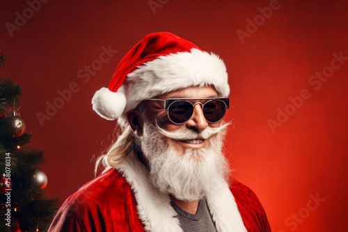 Happy smiling Santa Claus on a pastel background