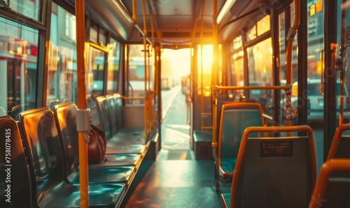 Empty interior of a modern city bus,