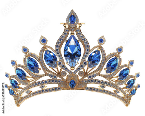Crown with blue diamonds.Ai generated image..