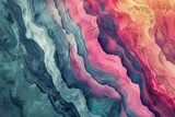 Hand-drawn pastel digital watercolour paint sketch Psychedelic swirls of vibrant pink blue and green hues in natural rock formation evoking a dreamlike abstract artistry 